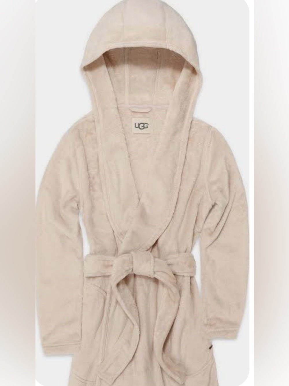 UGG Miranda Double Face Fleece Hooded Plush Lounge Robe Moonbeam Size Large